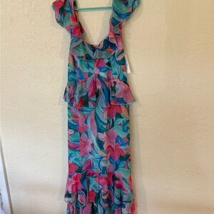 Floral Multicolor Maxi Dress show me your mumu reese ruffle